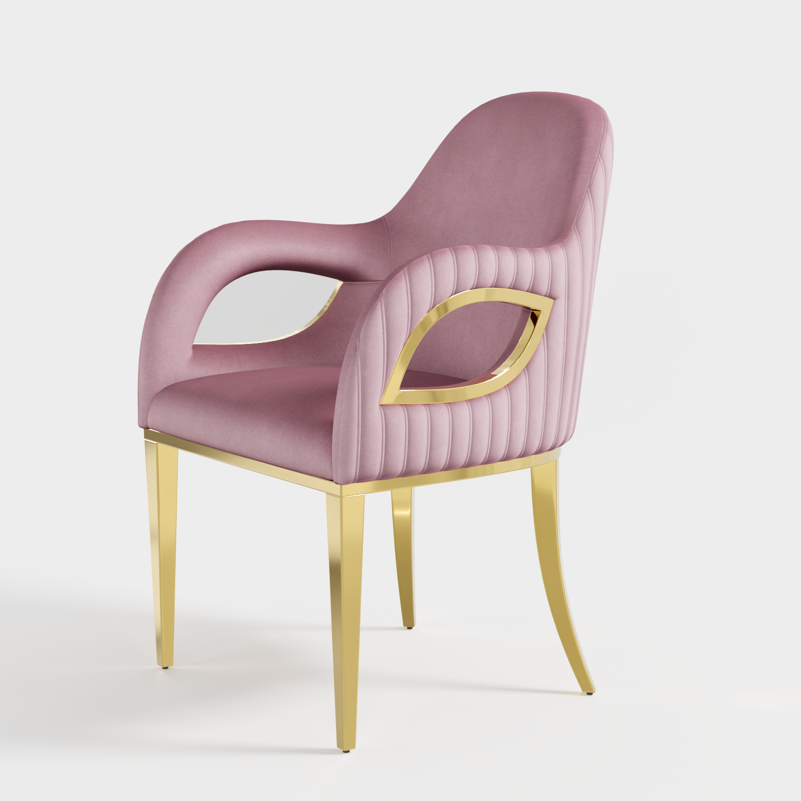 Wholesale Pink Velvet Chairs with Fox-Eye Armrest