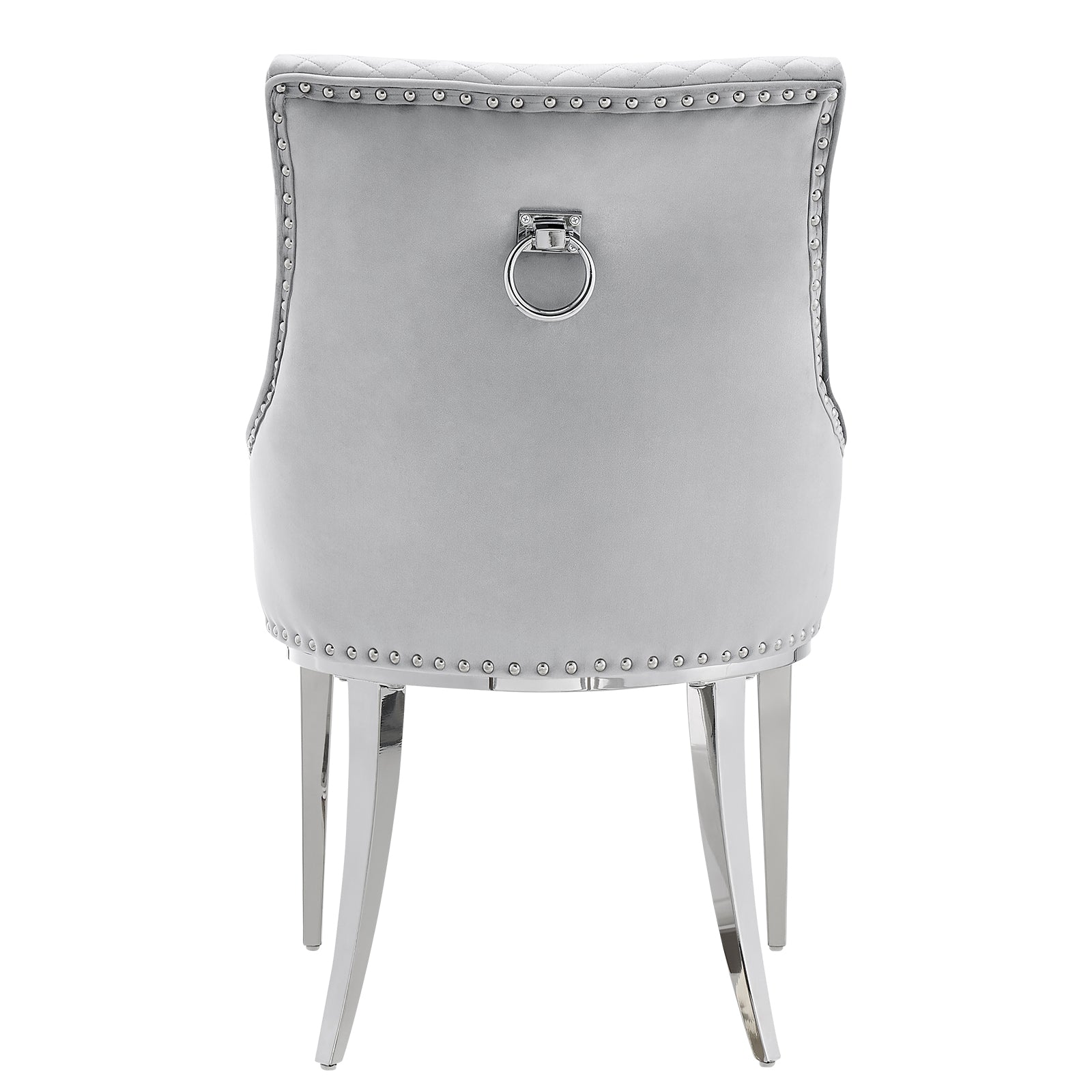 Gray Velvet Chairs | Nailhead Trim | Metal legs | C105
