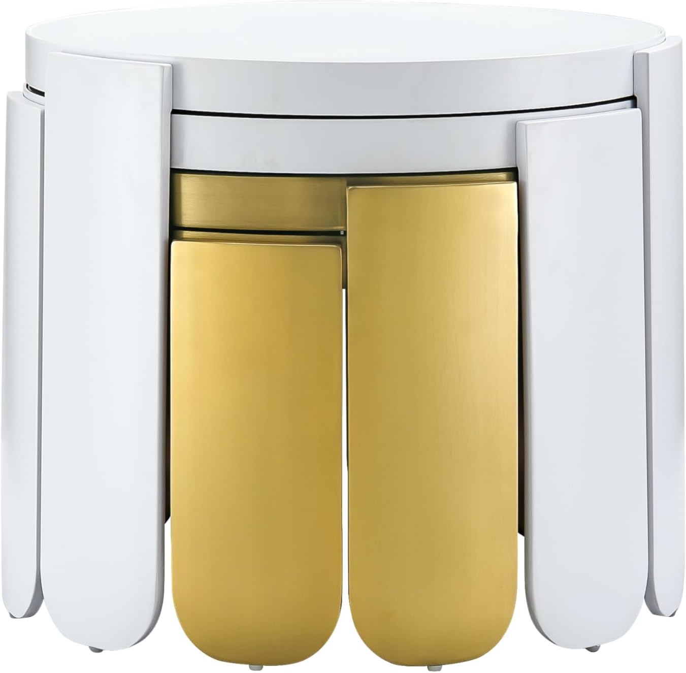 AUZ LUXURY Stackable Coffee Tables Set of 4 Round Glass Living Room Table Set of 4 No Installation Required Could be End Table,Duble-Side Glass Top,Stackable Tea Table Set