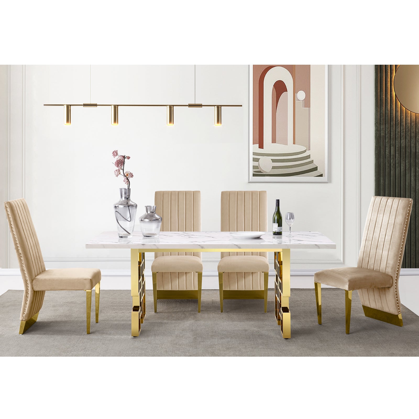 717 Set | AUZ White and Gold Dining room Sets for 6