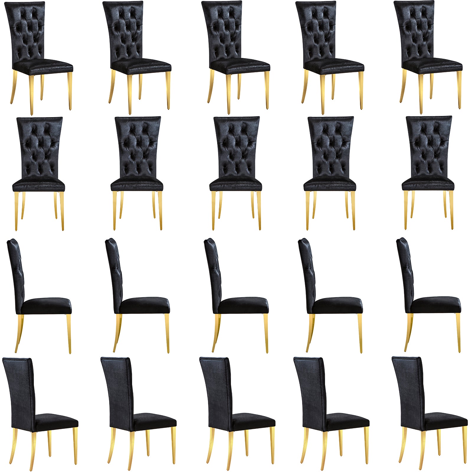 Wholesale Black Velvet Upholstered Dining Room Chair in Button Tufted Back