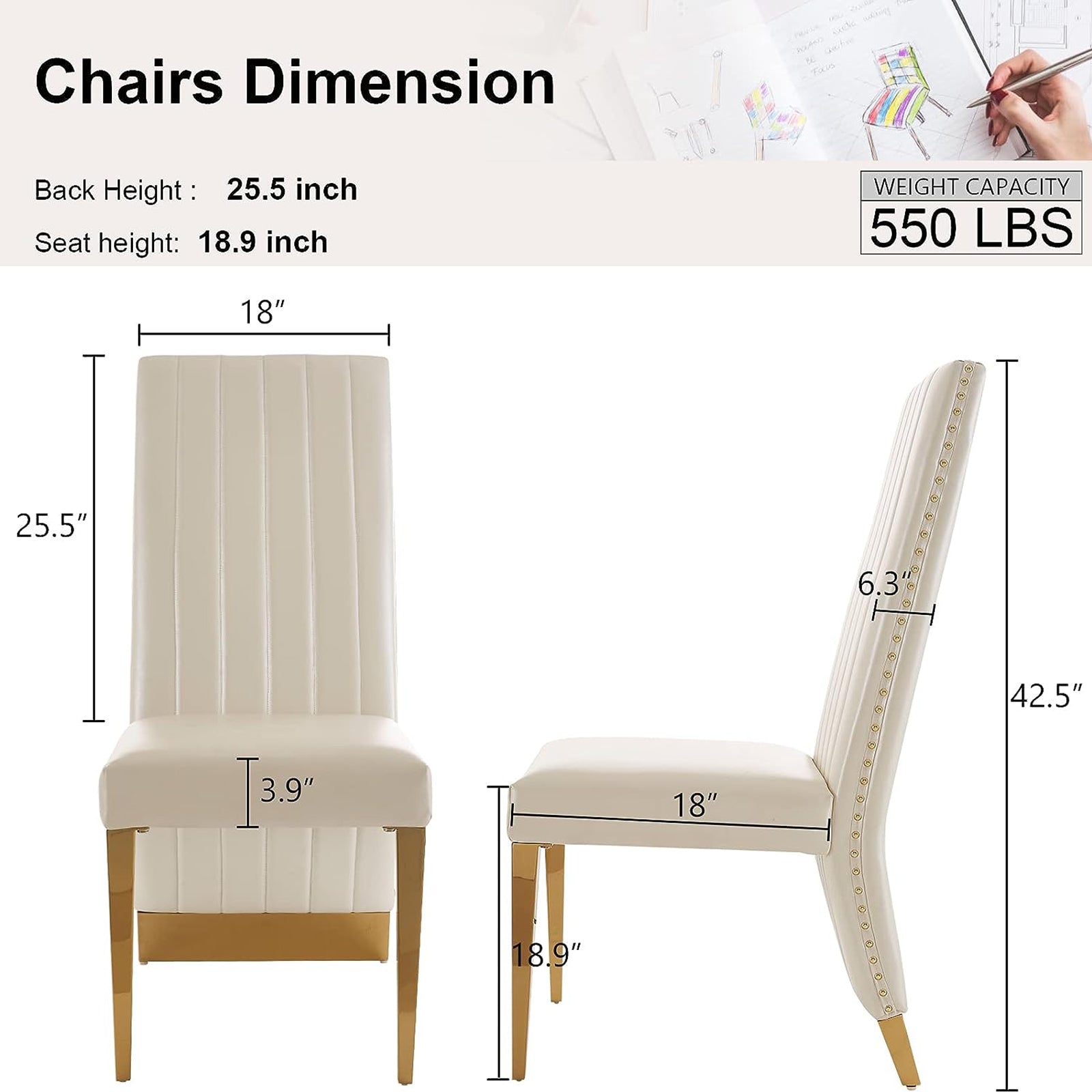 676-Set | AUZ White and Gold Dining room Sets for 6