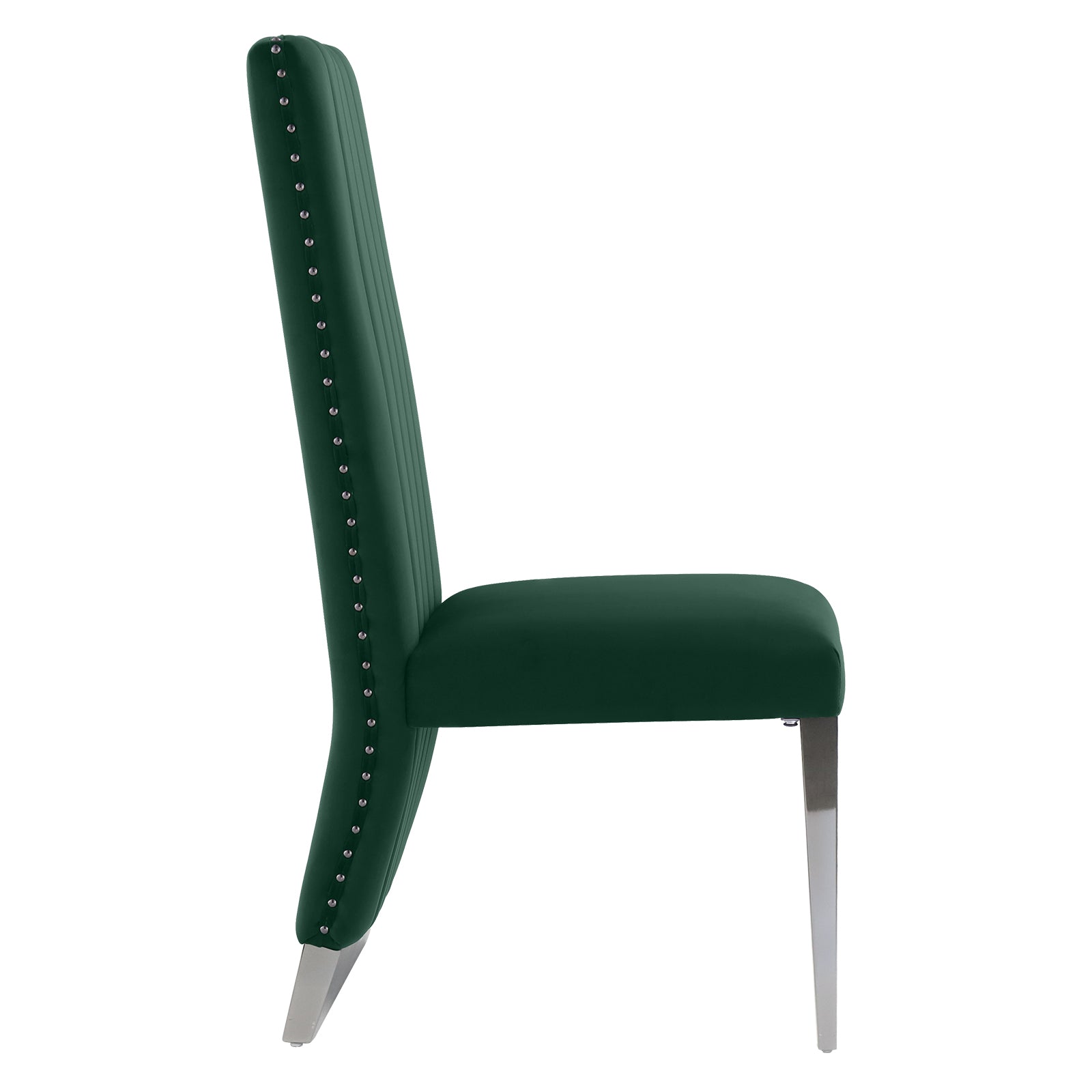 Dark Green Velvet Dining Chairs | Nailhead Trim | Black Metal legs | C157