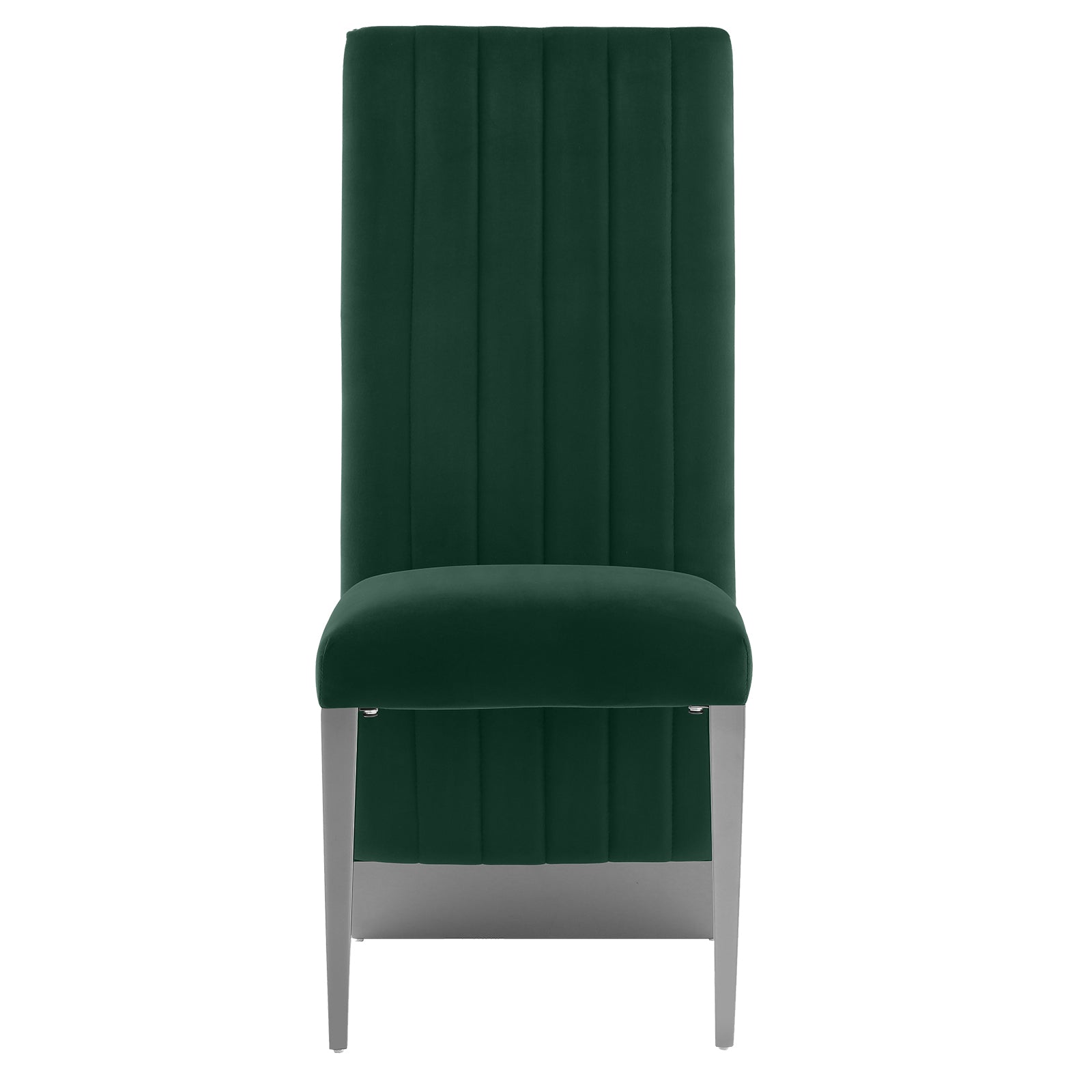 Dark Green Velvet Dining Chairs | Nailhead Trim | Black Metal legs | C157