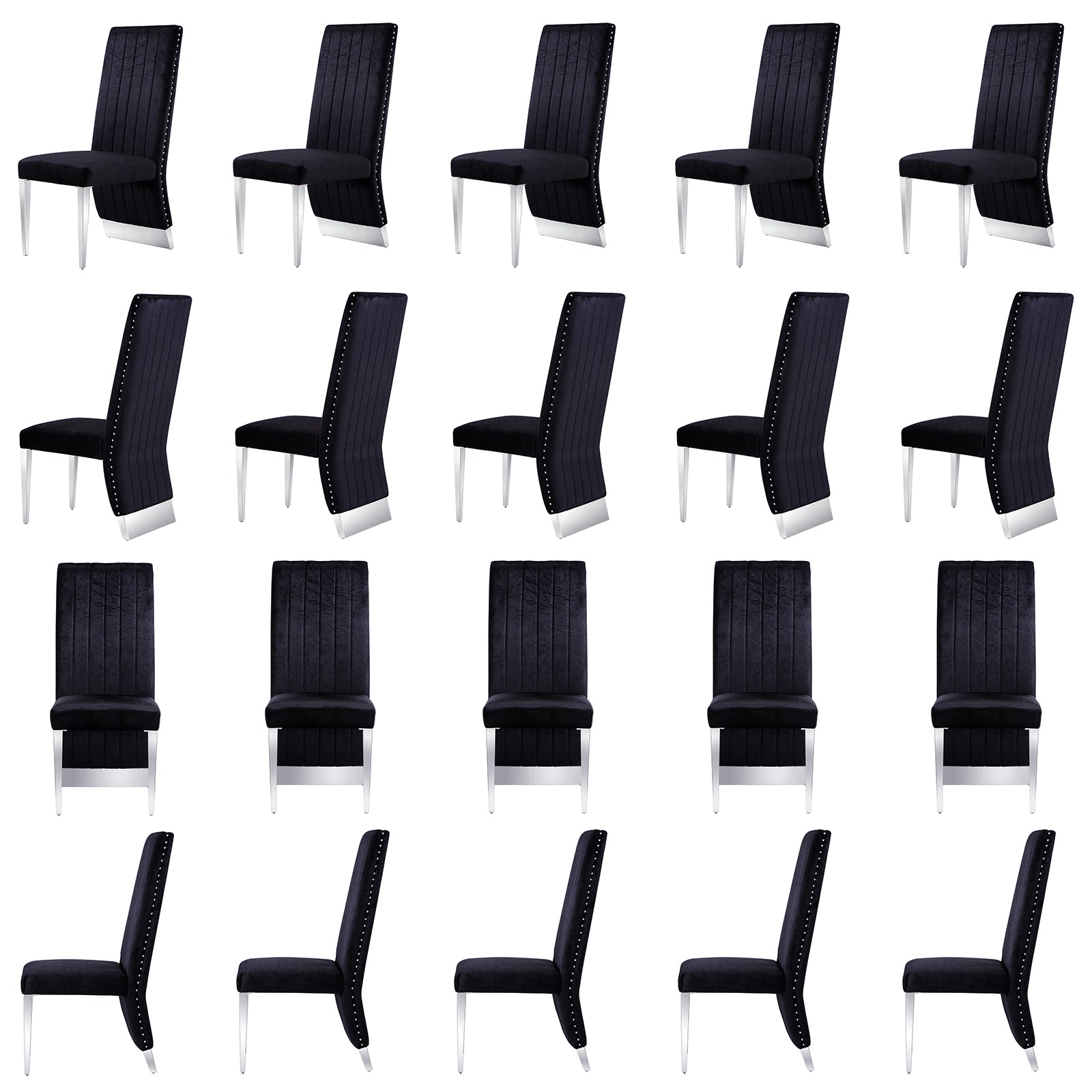 Wholesale Black Velvet Dining Chair with Nailhead Trim