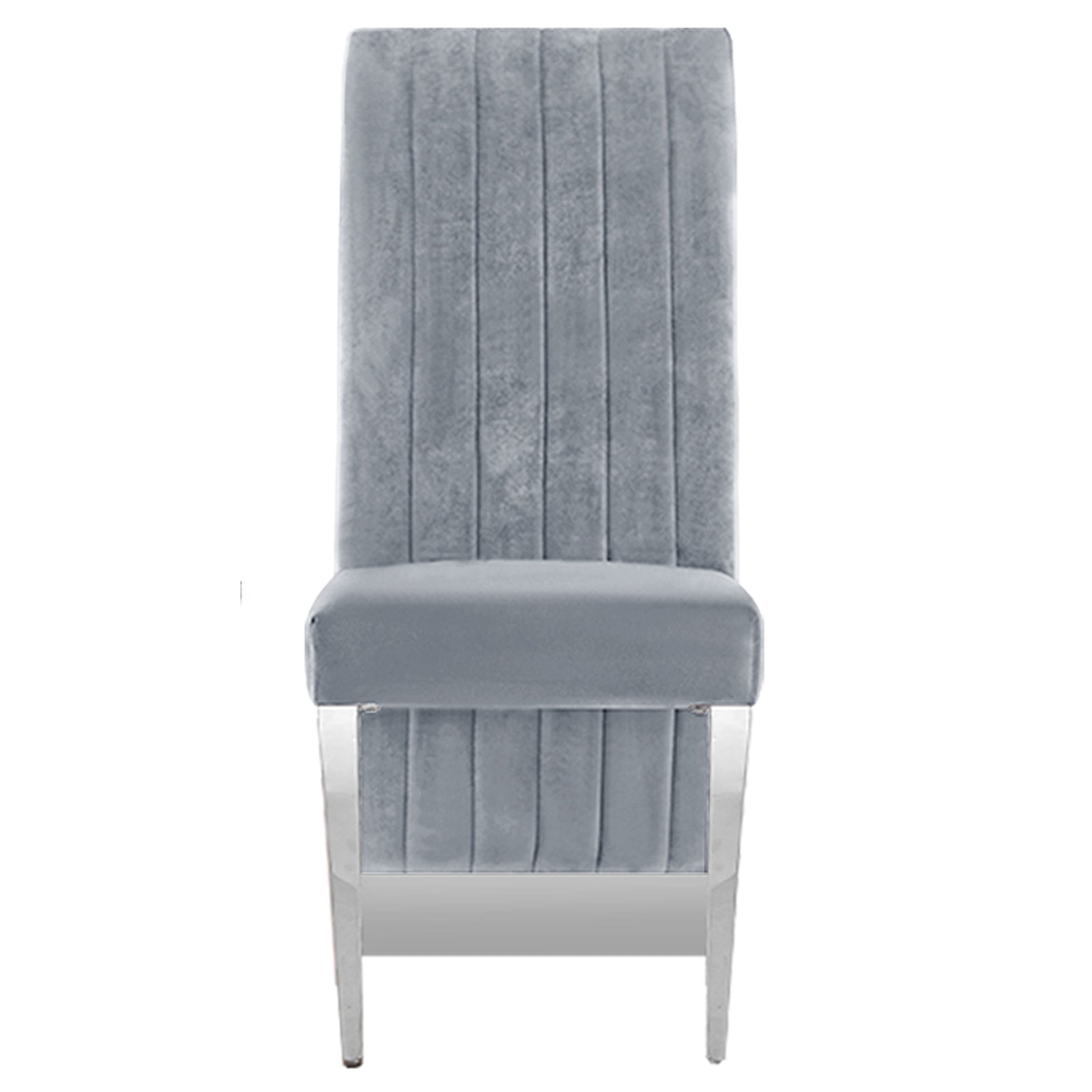 Gray Velvet Dining Chairs | Nailhead Trim | Silver Metal legs | C156