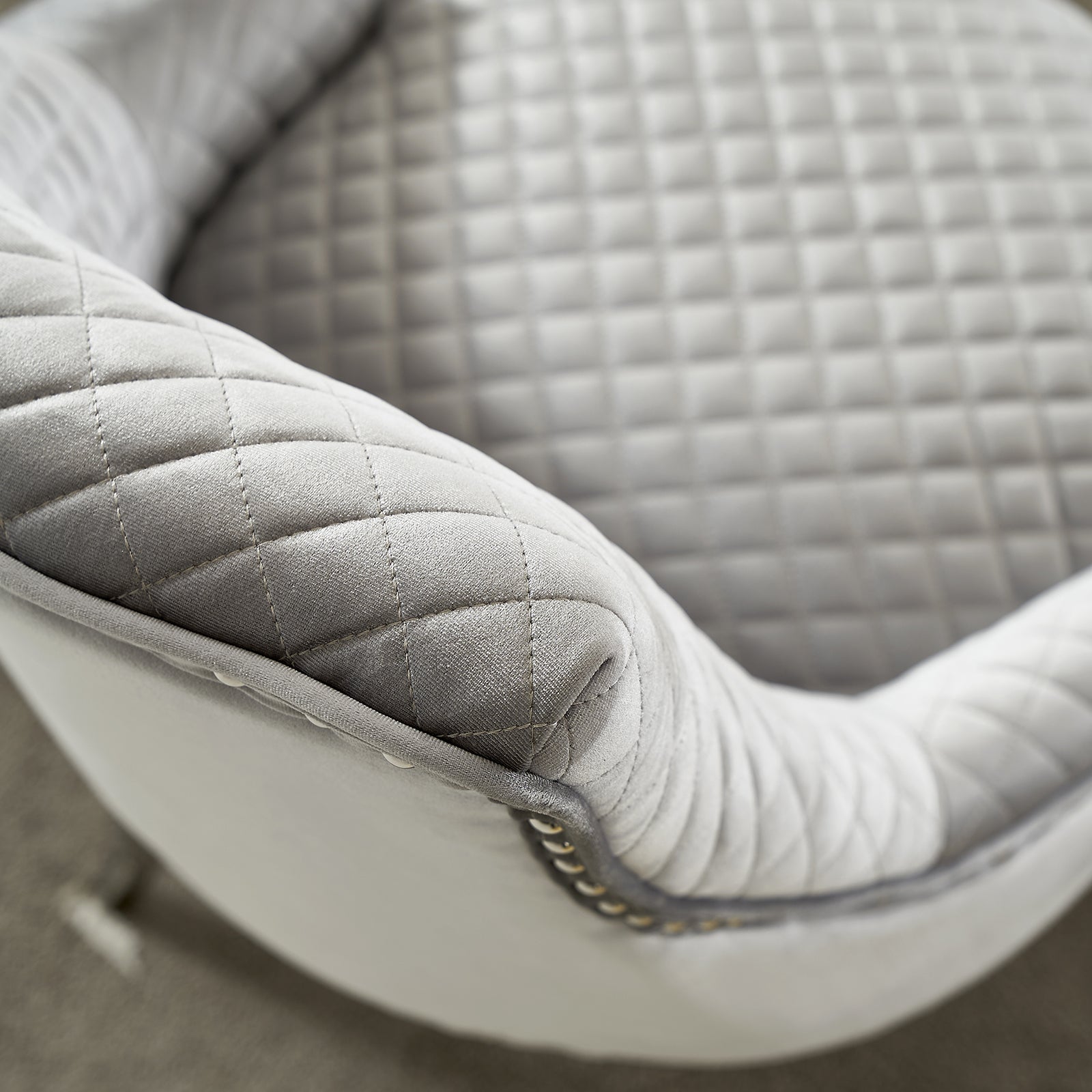 Gray Velvet Chairs | Nailhead Trim | Metal legs | C105