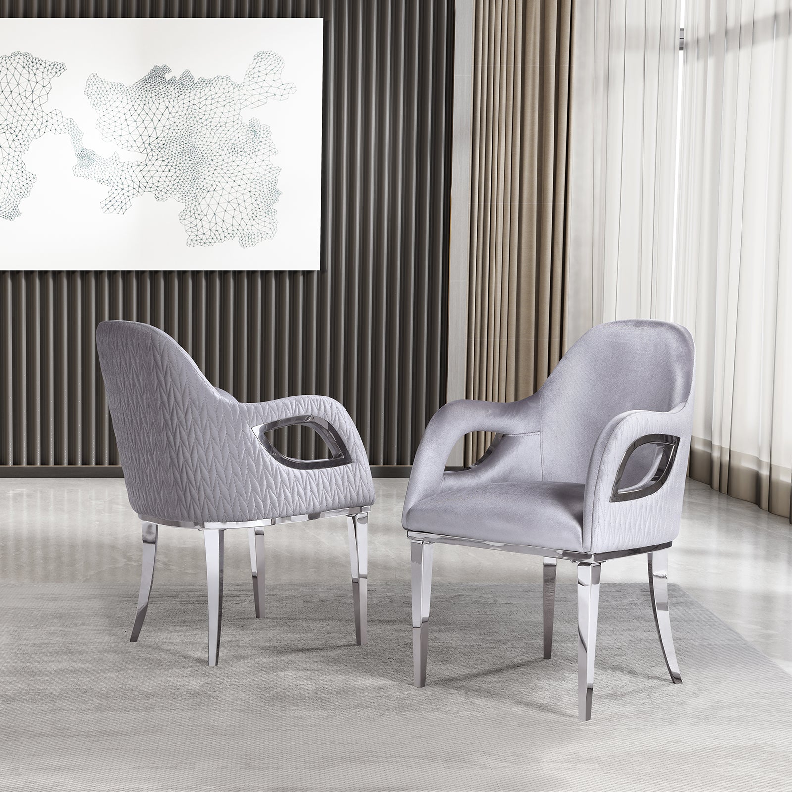 624-Set | AUZ Silver and Gray Dining room Sets for 6