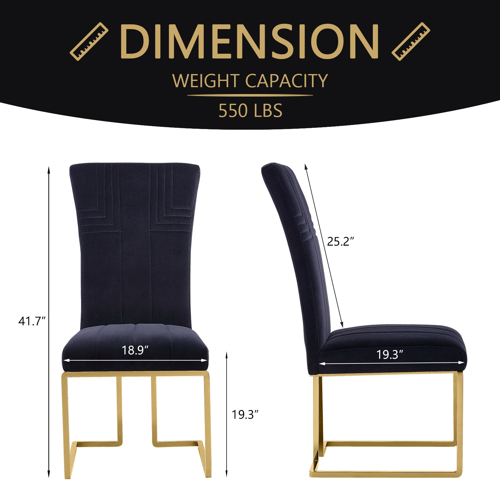Black Velvet dining chairs | Metal Sled Base| C120