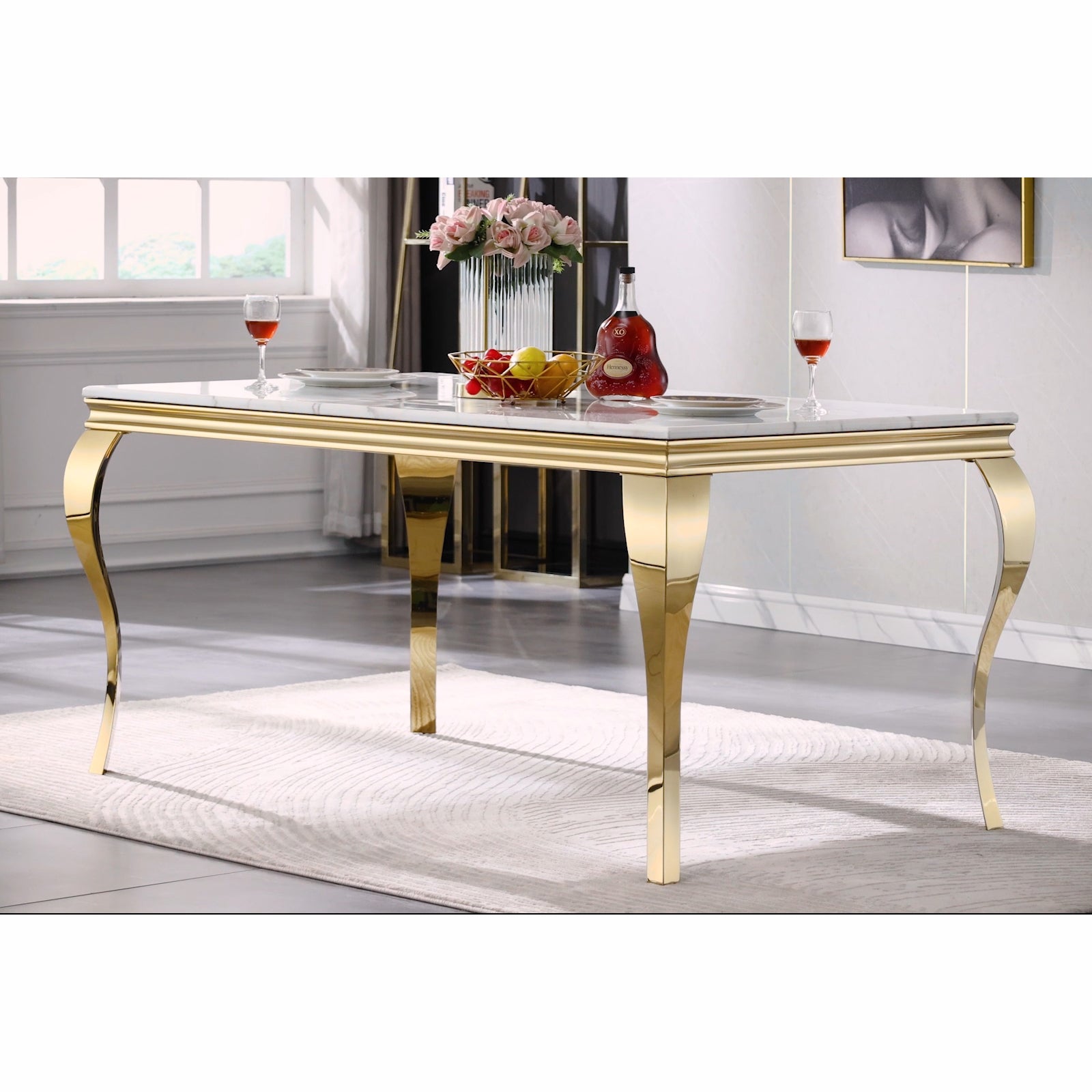 698 Set | AUZ White and gold Dining room Sets for 6
