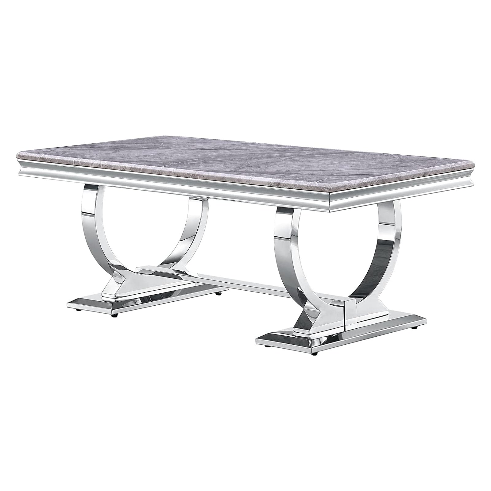 Silver Coffee Table with Metal U-Base | F307