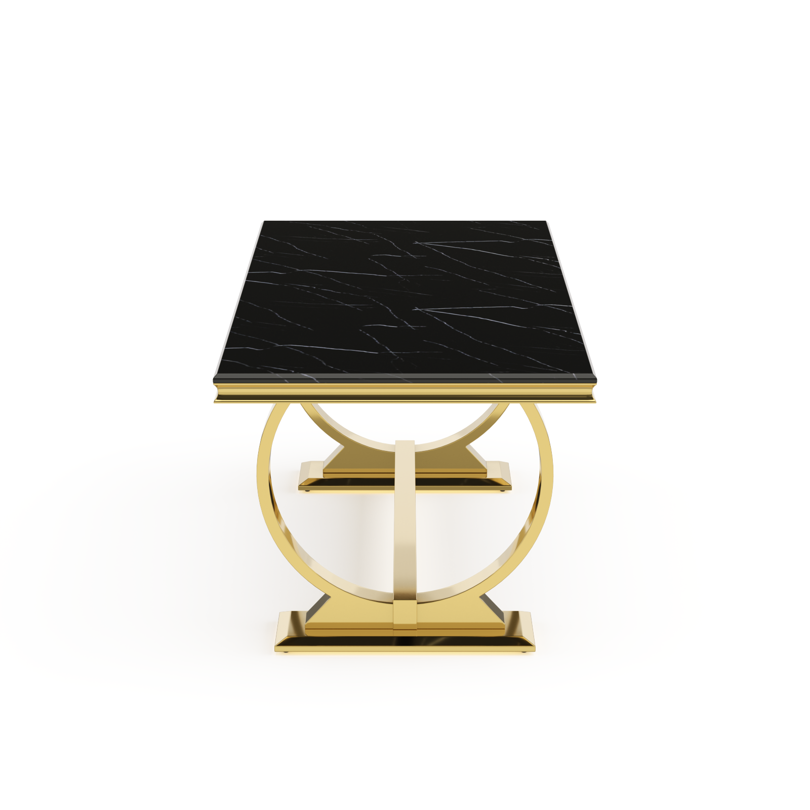 Black DIning table | 72" Rectangle Top | Gold Metal U Base| T207