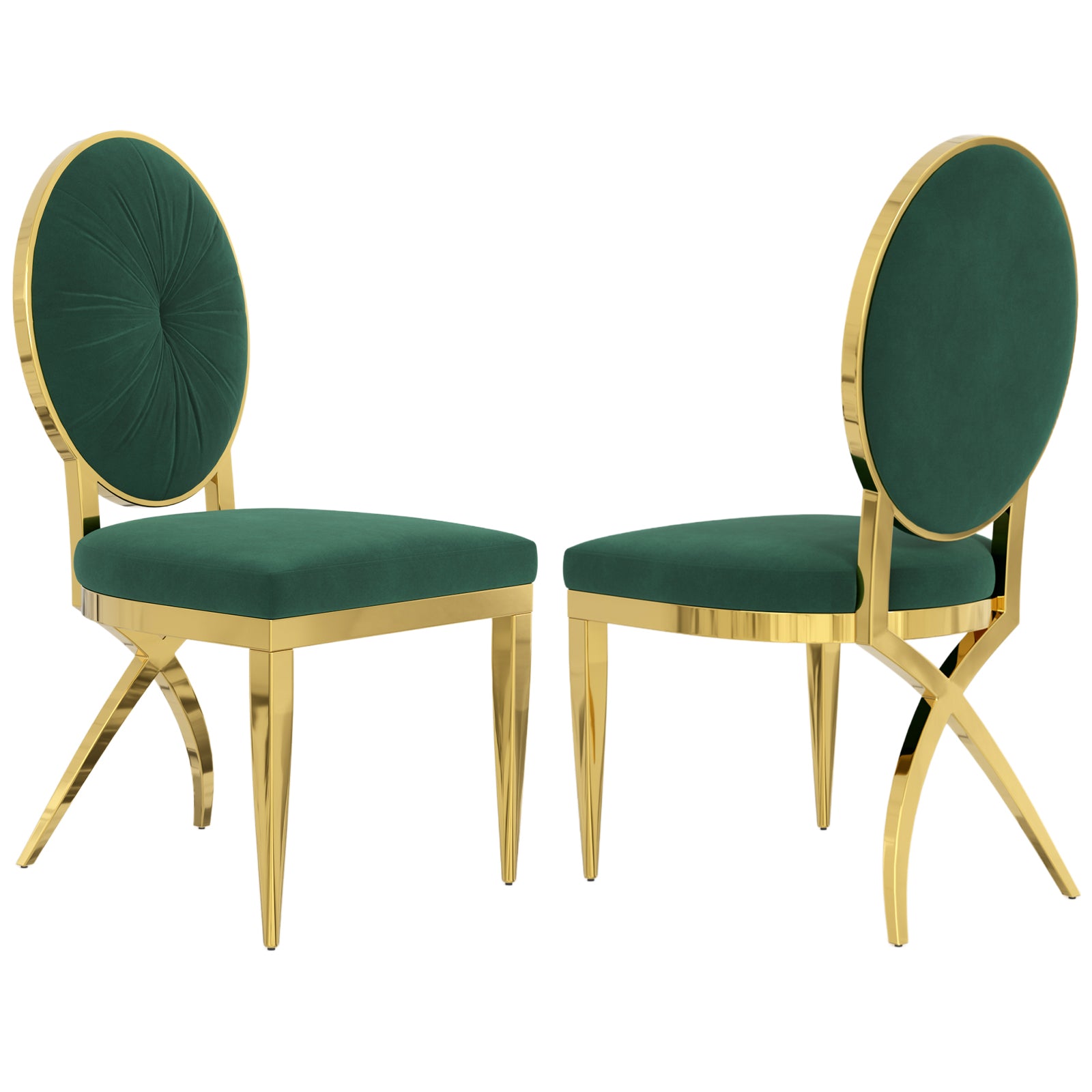 King Louis dining chairs | Dark green Velvet | Metal legs | C115
