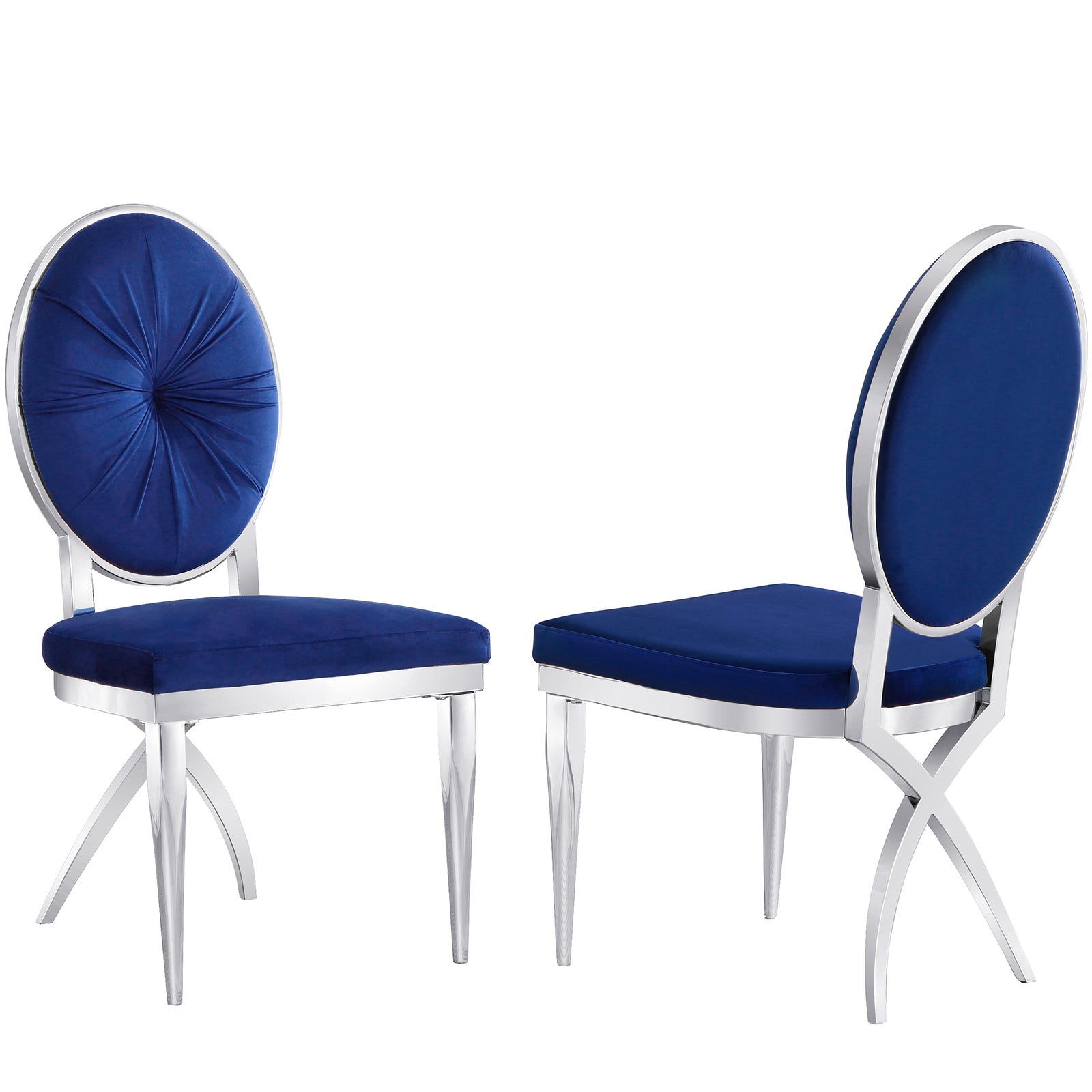 King Louis dining chairs | Blue Velvet | Metal legs | C117
