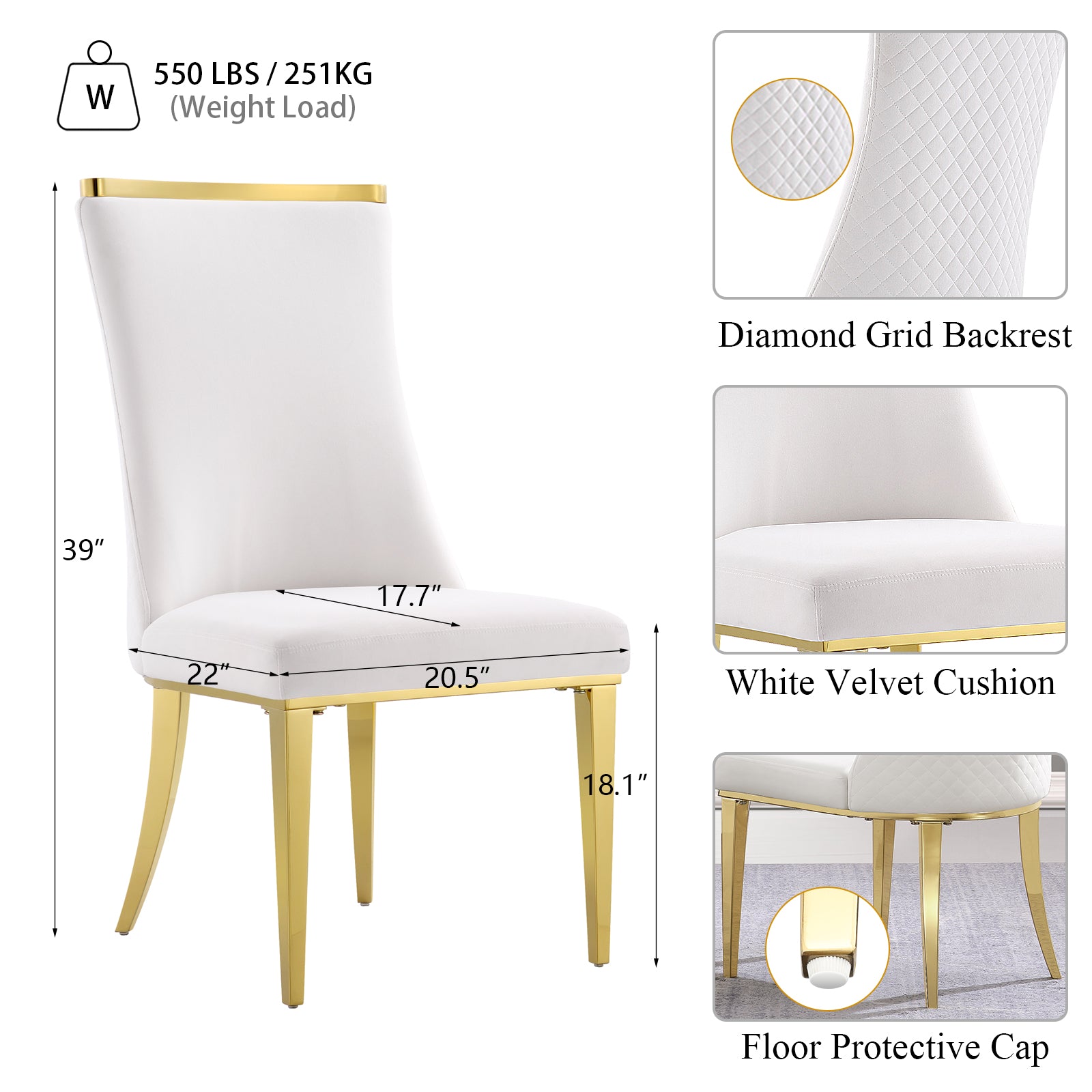 678-Set | AUZ White and Gold Dining room Sets for 6