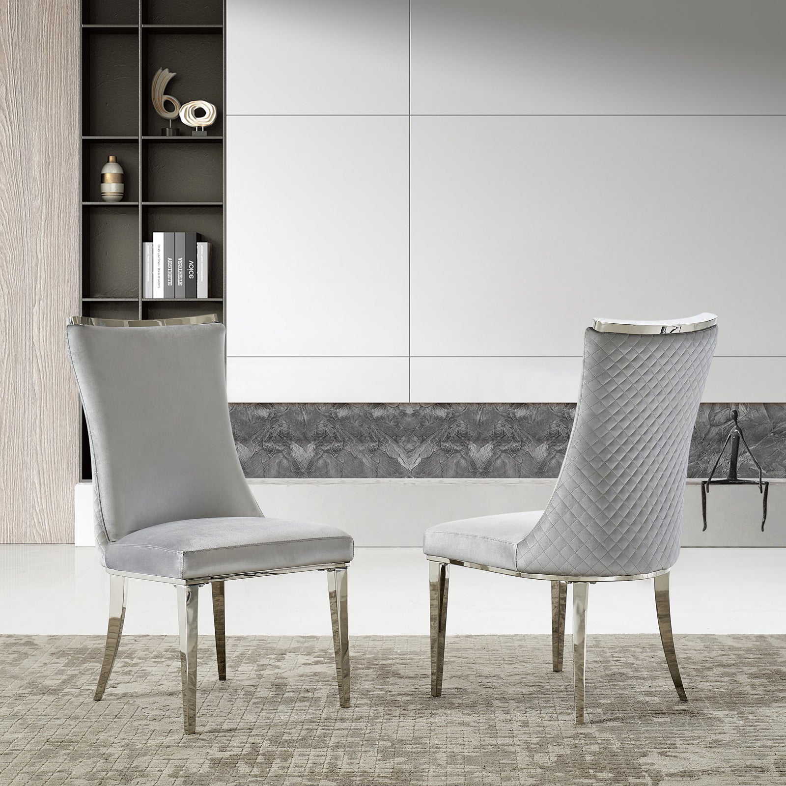 701 Set | AUZ White and Silver Dining room Sets for 6