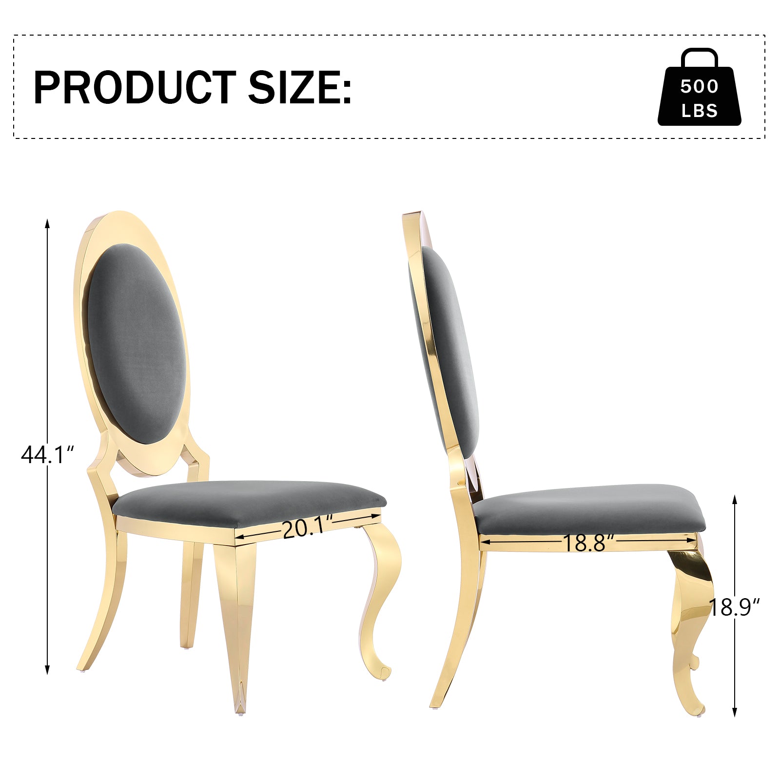 King Louis Chairs | Gray Velvet | Oval Back | C112