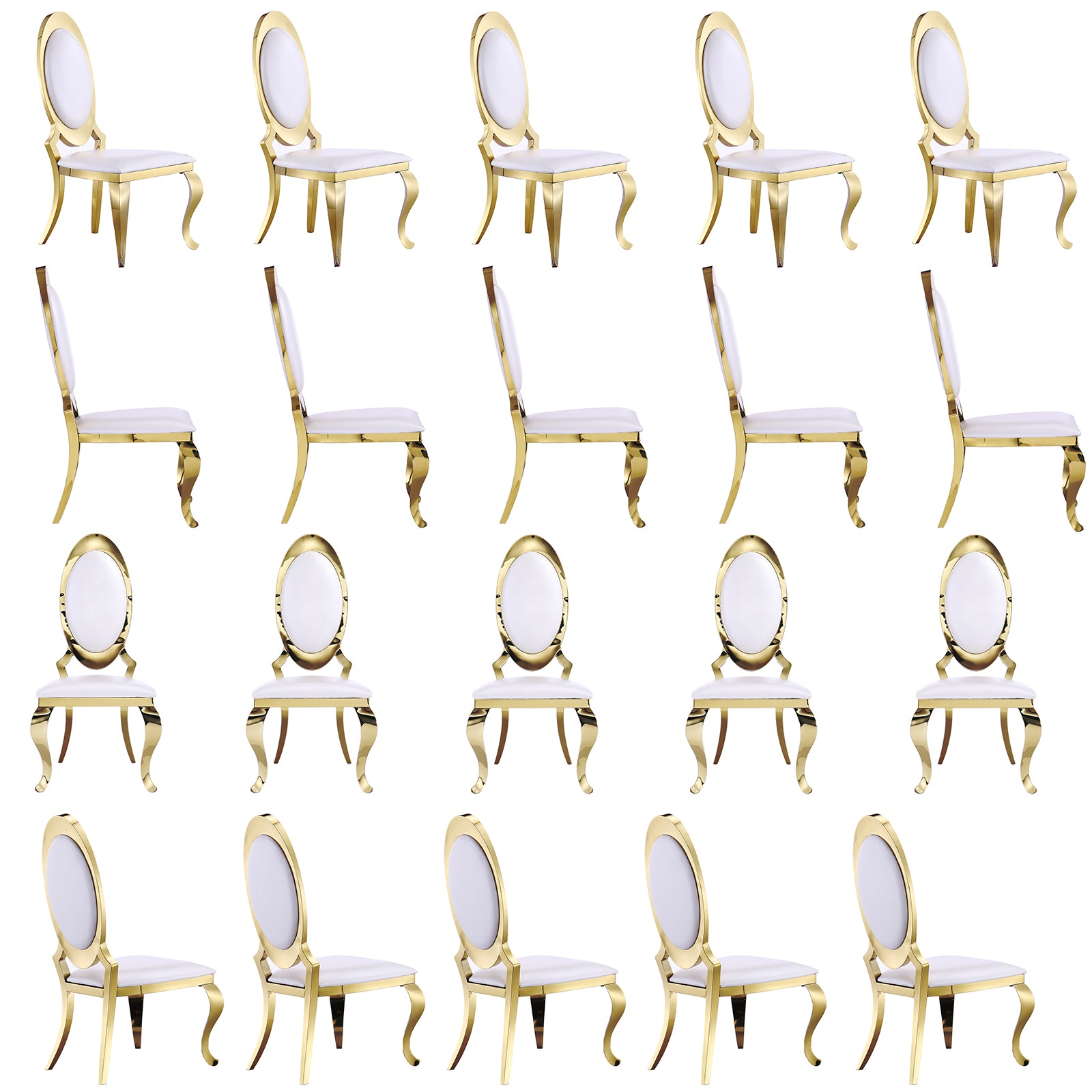 Wholesale White gold Leather King Louis Dining Chairs