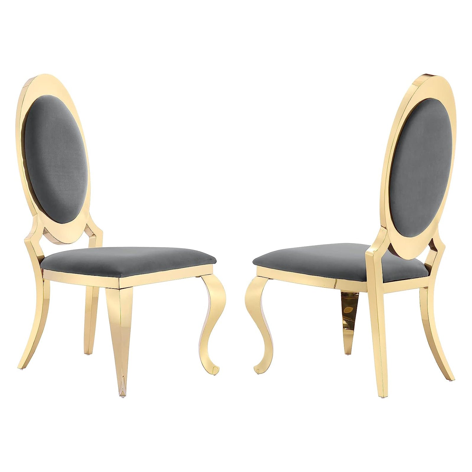 King Louis Chairs | Gray Velvet | Oval Back | C112
