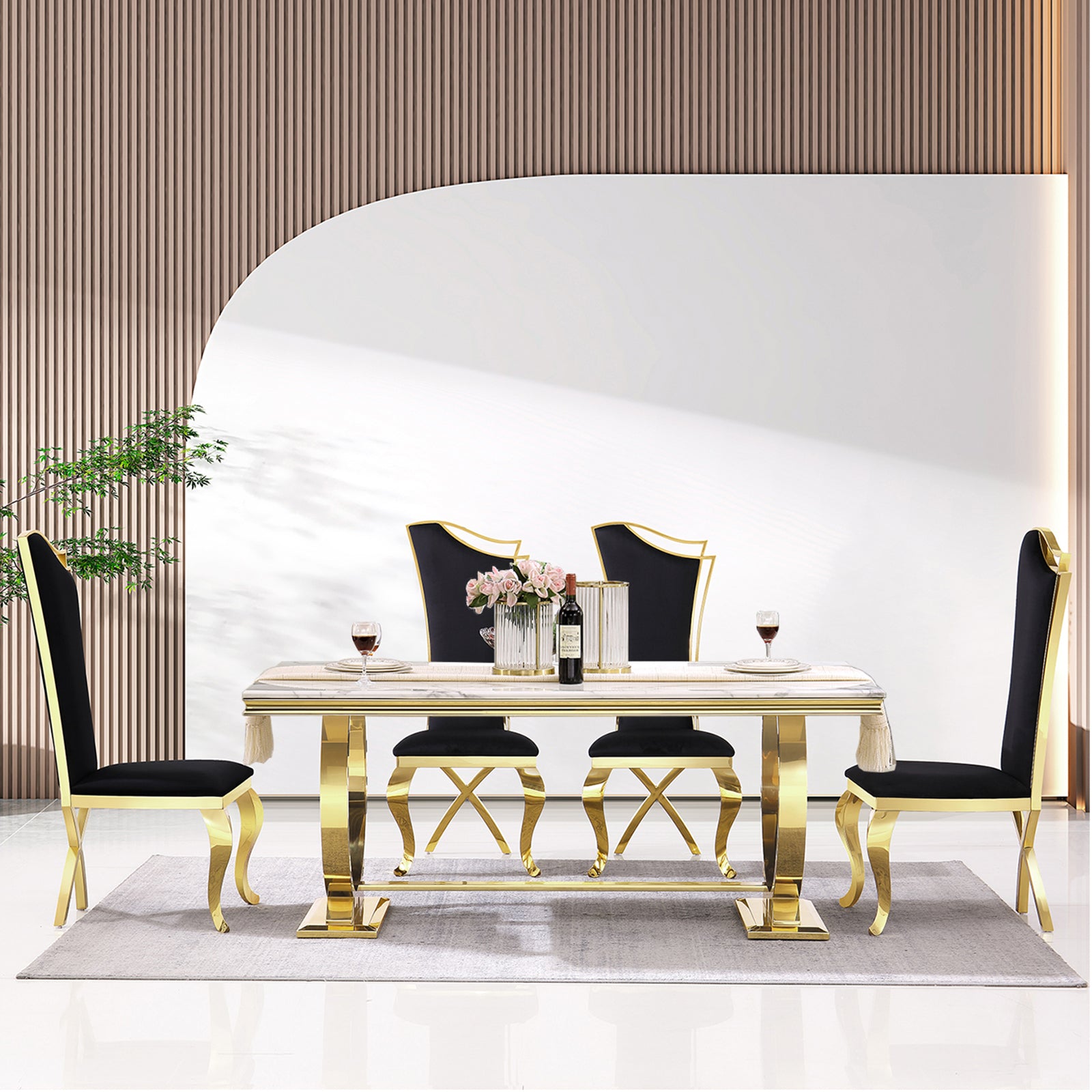 607-Set | AUZ Black and Gold Dining room Sets for 6