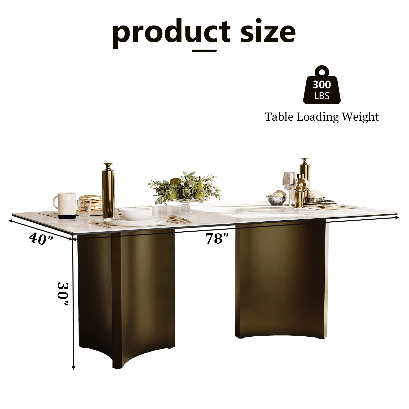 78" Sintered Stone Dining Table | Triangle Base Dining Table Table for 6-8 | Stainless Steel Brushed Gold Frame  | T242