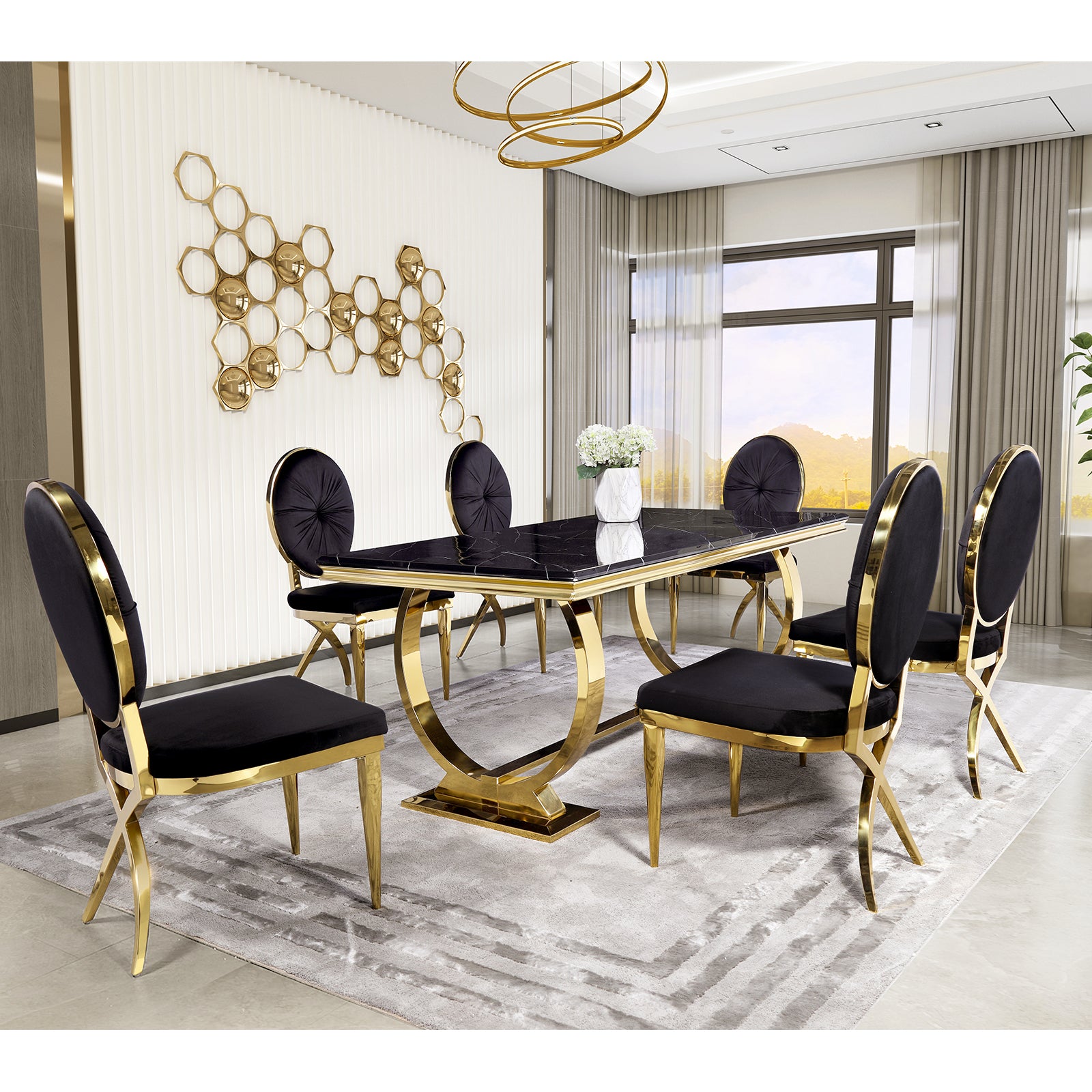 King Louis dining chairs | Black Velvet | Metal legs | C116